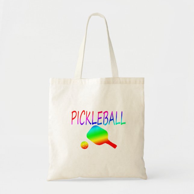 Tote Bag palette du pickleball W et arc-en-ciel de boule (Devant)