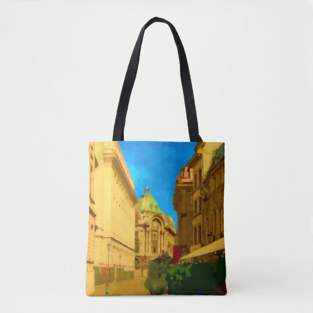 Tote Bag Pallace Bucarest peinture numérique Art Imprimer (Devant)