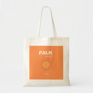 Tote Bag Palm Beach, Art Voyage, Preppy, Orange