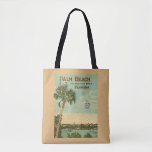 Tote Bag Palm Beach Floride Classic Scène Vintage