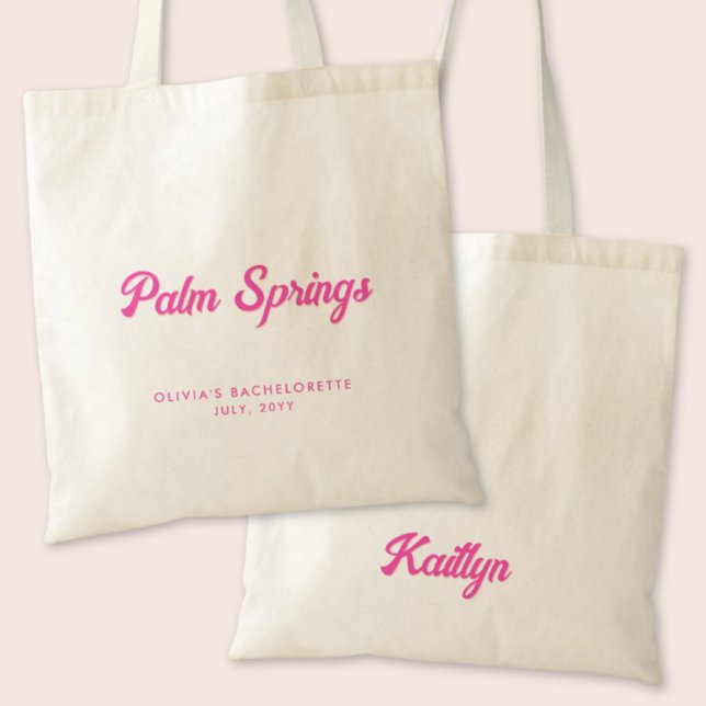 Tote Bag Palm Springs Bachelorette Party Personnalisé Fourr (Palm Springs Bachelorette Party Personalized Tote Bag)