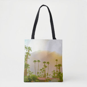Tote Bag Palm Springs coucher de soleil avec montagnes et p