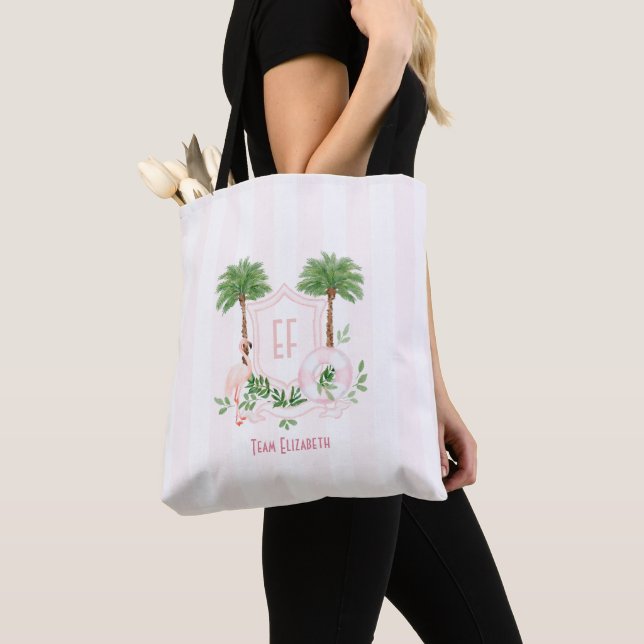 Tote Bag Palm Springs Monogram Pink Cabana Enterrement de V (De près)