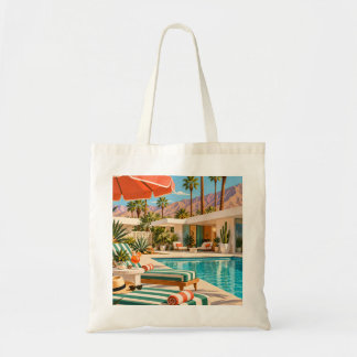 Tote Bag Palm Springs Poolside Retro Mid Century Modern Art