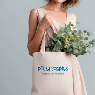 Tote Bag Palm Springs Rétro Minimaliste Bachelorette Bleue