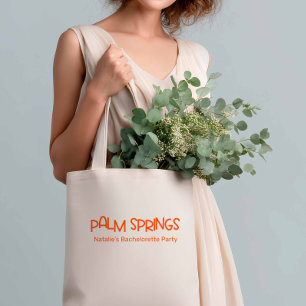 Tote Bag Palm Springs Rétro minimaliste Orange Bachelorette
