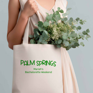 Tote Bag Palm Springs Rétro minimaliste Vert Bachelorette