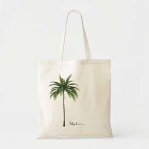 Tote Bag Palm Tree Beach Tropical Custom Name Option Word