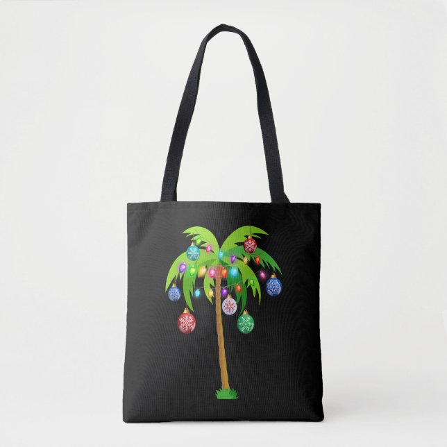 Tote Bag Palm Tree Feux de Noël Plage amusante été (Devant)