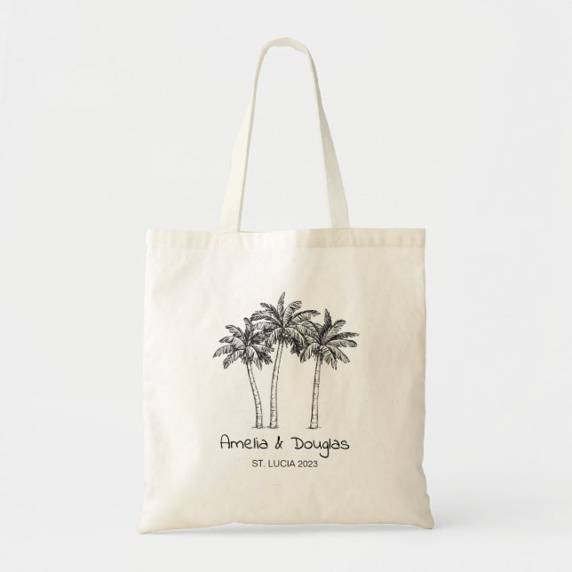 Tote Bag Palm Tree moderne Mariage Cadeaux de bienvenue tro (Devant)