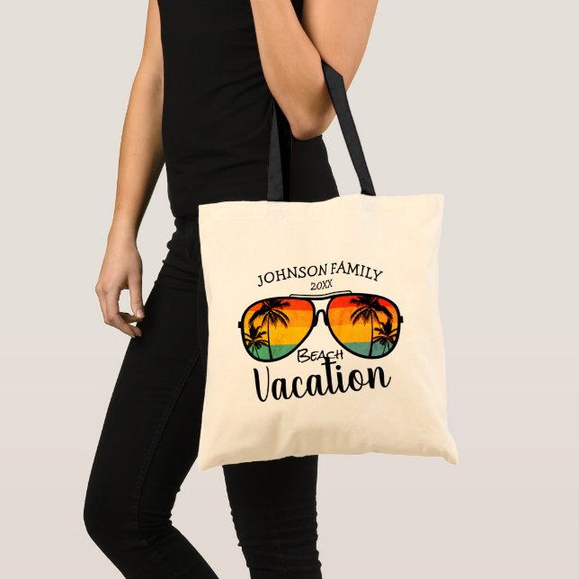 Tote Bag Palm Trees Retro Lunettes de soleil Famille Vacanc (Devant (produit))