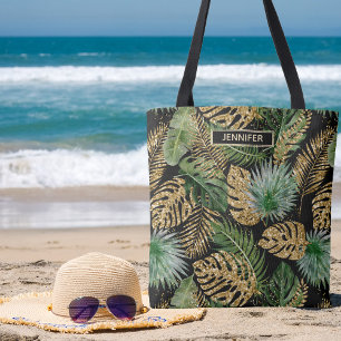 Tote Bag Palm Tropical Moderne Feuilles Faux Gold Parties s