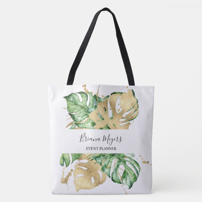 Tote Bag Palm vert Feuille Gold Tropical (Devant)