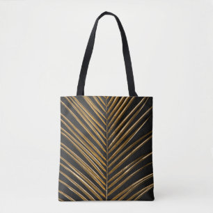 Tote Bag Palme de date d'or : Arrière - plan noir minimalis