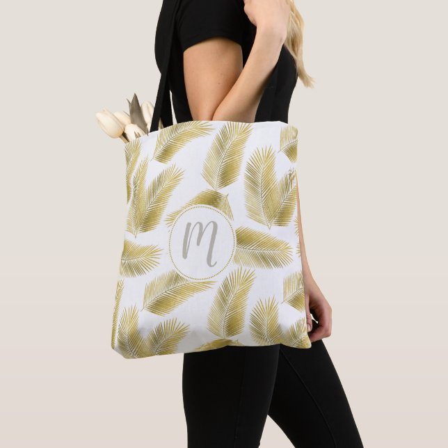 Tote Bag Palme d'or Feuille Motif et monogramme (De près)