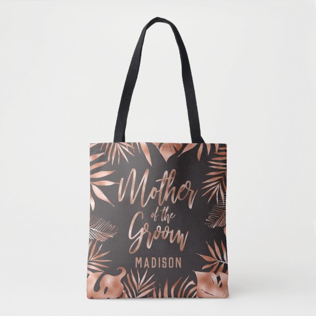 Tote Bag Palme tropicale rose Gold & Grey Mère de la Salle (Devant)