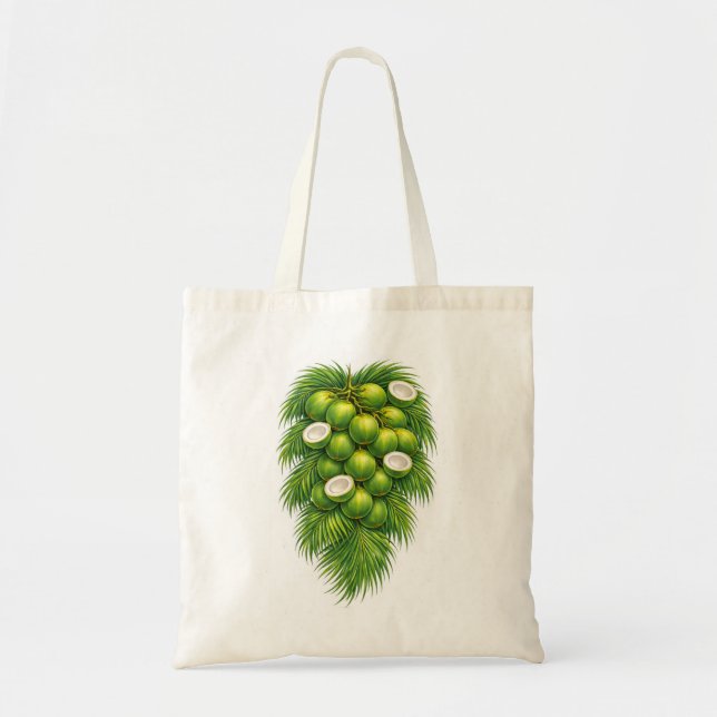 Tote Bag Palmier à noix de coco tropical vert (Devant)