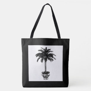 Tote Bag Palmier pointu - noir et blanc