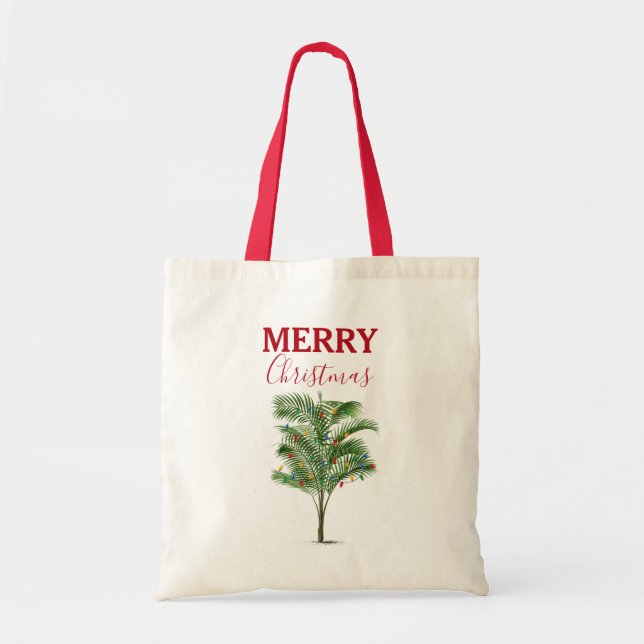 Tote Bag Palmier Tropical Noël Arbre de Noël (Devant)