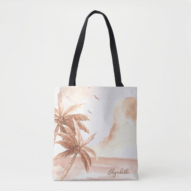 Tote Bag Palmier Tropical Rustique (Devant)