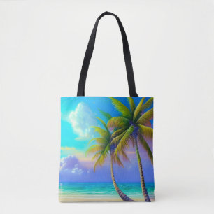 Tote Bag Palmiers à la tombée de nuit Tropical
