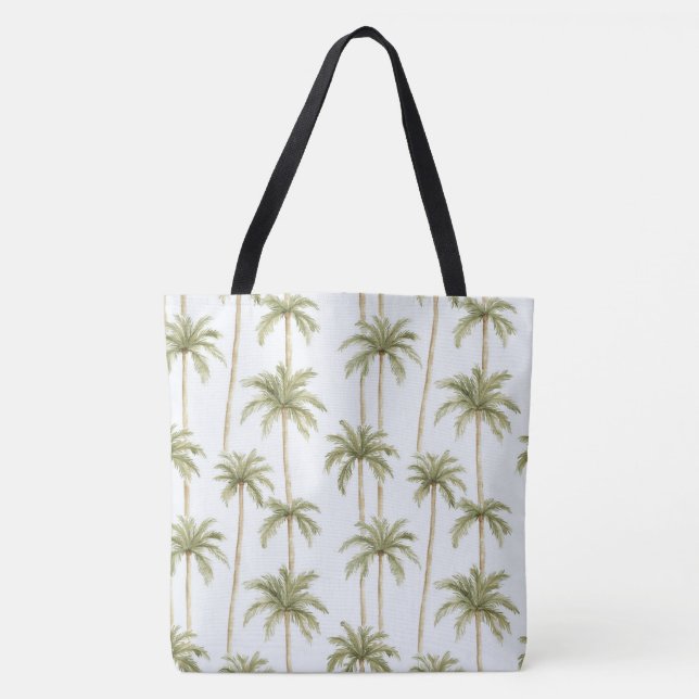 Tote Bag Palmiers blancs verts tropicaux (Devant)