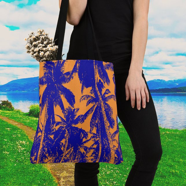Tote Bag Palmiers bleus et oranges (Créateur téléchargé)