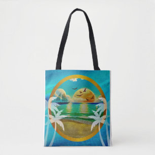Tote Bag Palmiers de Plage Tropicaux Modernes Coucher de So