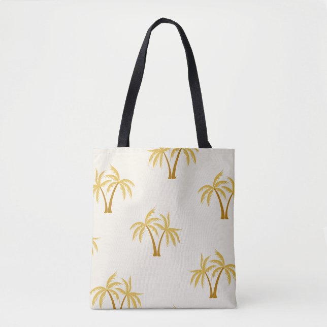 Tote Bag Palmiers d'or : Textile Tropical. (Devant)