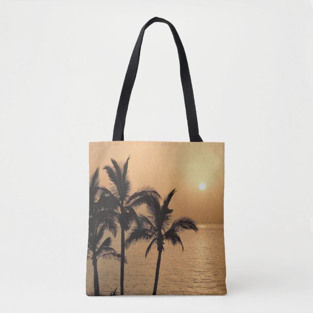 Tote Bag Palmiers et coucher de soleil romantique (Devant)