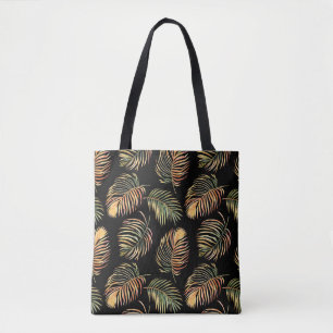 Tote Bag Palmiers Gold-Green : Aquarelle Motif sans couture