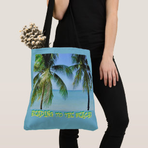 TOTE BAG PALMIERS/MER TURQUOISE/DIRECTION DE LA PLAGE