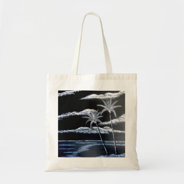 Tote Bag Palmiers noirs et blancs (Devant)