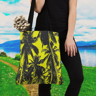 Tote Bag Palmiers noirs et jaunes