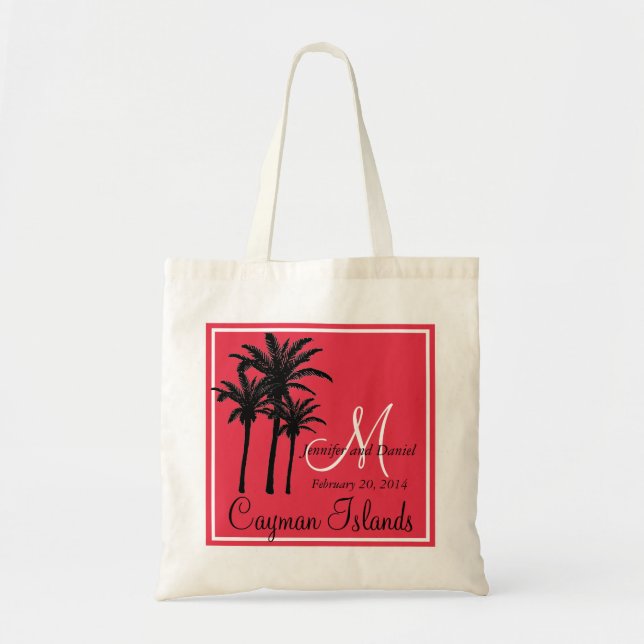 Tote Bag Palmiers noirs rouges de mariage de plage (Devant)