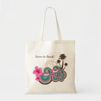 Tote Bag Palmiers tropicaux de plage de ketmie de roses