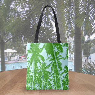 Tote Bag Palmiers tropicaux Design en vert et bleu