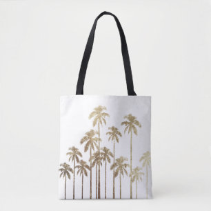 Tote Bag Palmiers tropicaux d'or fascinant sur le blanc