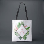 Tote Bag Palmiers tropicaux Mariage rose clair Monogramme<br><div class="desc">Destination - Tropical Palms Beach Botanical Blush Pink and Green Watercolor Printemps Monogramme Sacs fourre-tout sur toile arrière - plan - comprend belle et élégante typographie avec feuilles botaniques modernes et verdure pour le Cadeau spécial pour un Mariage, Fête des mariées (Mariée ou Femme de Fête), Baby shower, Bachelorette Party,...</div>