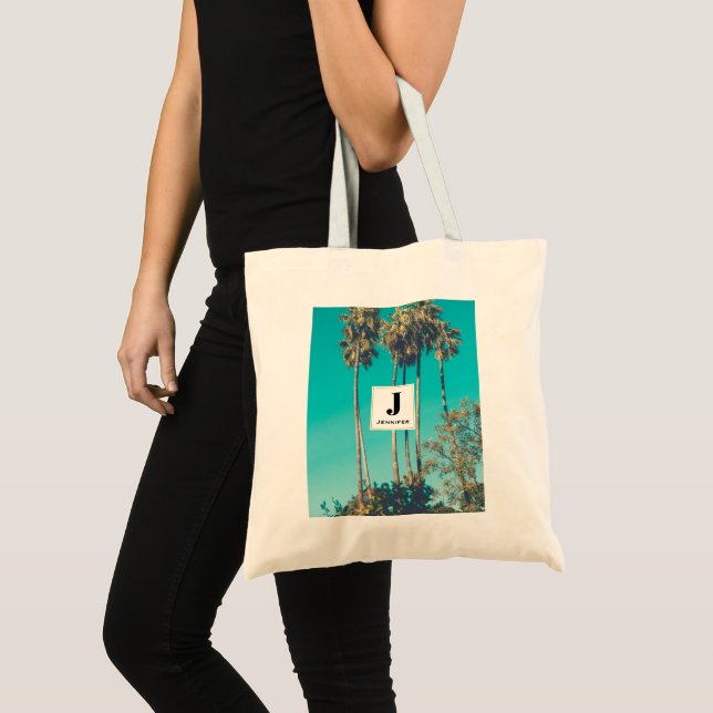 Tote Bag Palmiers tropicaux Retro Vibe Monogramme (Devant (produit))