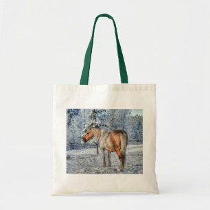 Tote Bag Palomino Peinture Cheval et neige pour les amateur