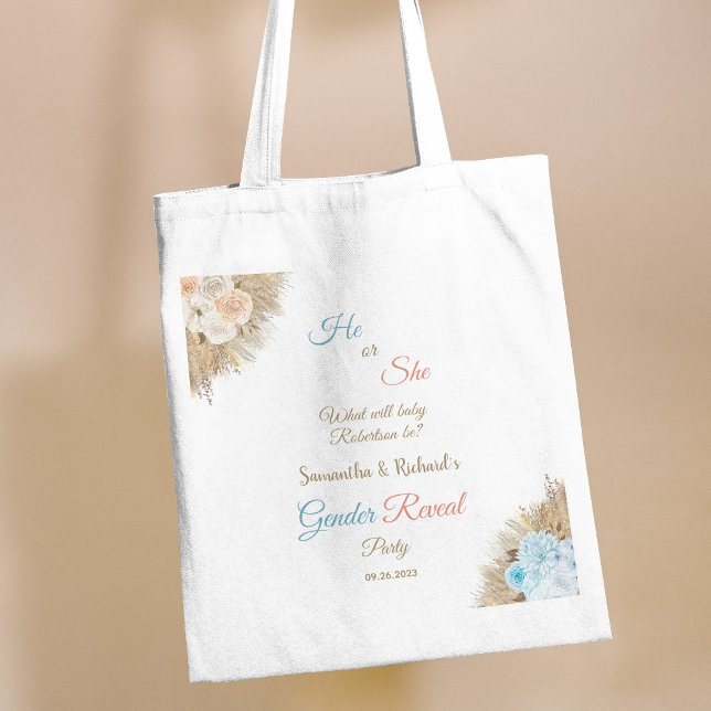 Tote Bag Pampas Herbe Élégant Baby shower de révélation de  (Créateur téléchargé)