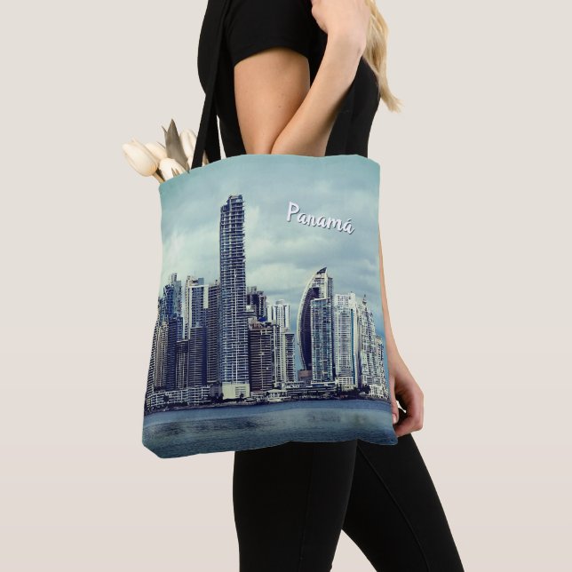 Tote Bag Panama Skyline (personnalisable) (De près)