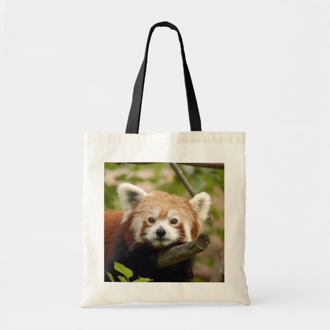 Tote Bag Panda-005 rouge, panda rouge (Devant)