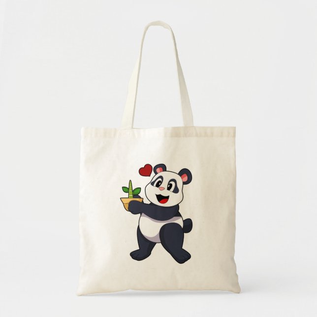 Tote Bag Panda avec fleur de bambou (Devant)