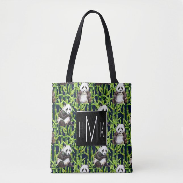 Tote Bag Panda avec le monogramme en bambou du motif | (Devant)
