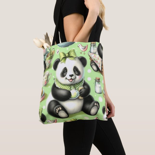 Tote Bag Panda bébé mignonne vintage (De près)