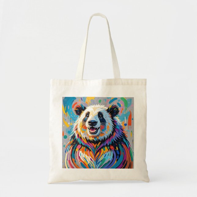 Tote Bag Panda coloré abstrait dessin animal (Devant)