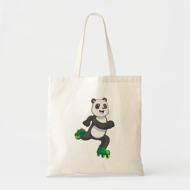 Tote Bag Panda comme Patinage en ligne avec Roller skates (Devant)