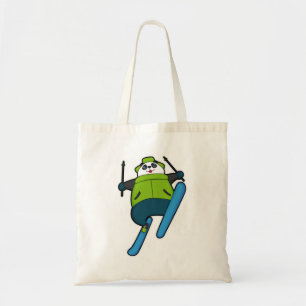 Tote Bag Panda comme Saut à ski avec Ski